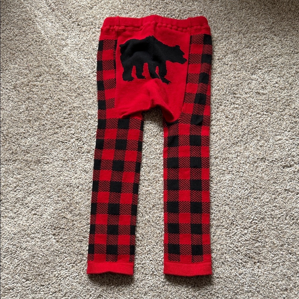 Doodle Pants Bear Bum Grizzly Bear Buffalo Check Plaid PantLeggings 18-24 months